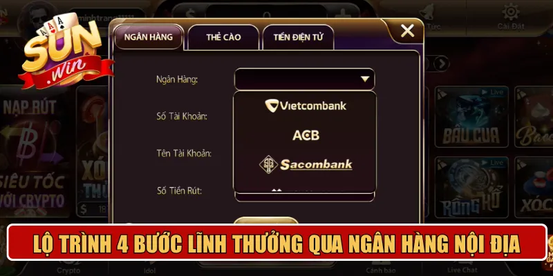 Lộ trình 4 bước lĩnh thưởng qua ngân hàng nội địa