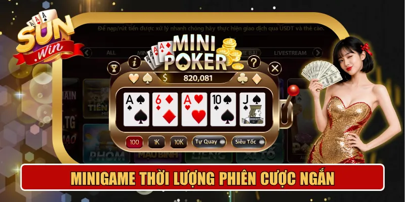 Sảnh Minigame với thời lượng phiên cược ngắn, thắng nhanh